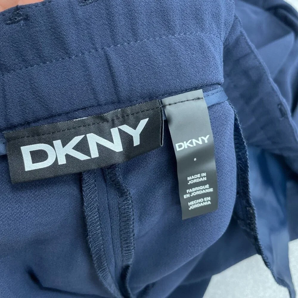 DKNY Womens Navy Blue Wide-Leg Trousers Size 8  L1146 - Picture 7 of 11